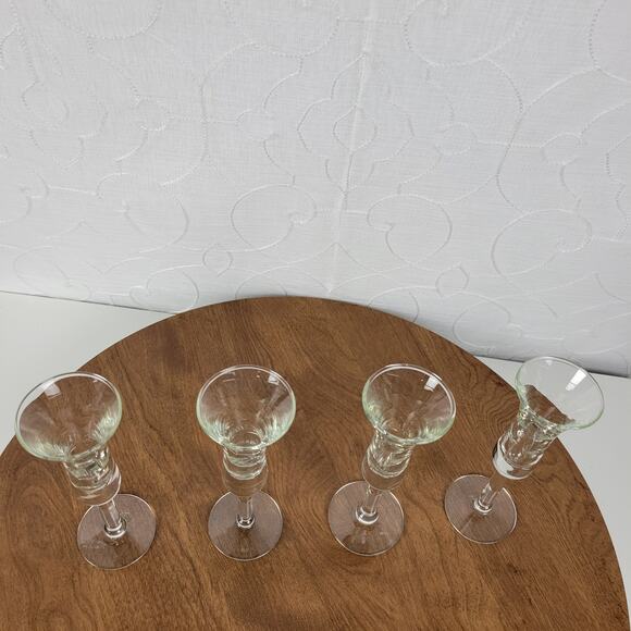 Vintage MCM Blown Clear Glass Cordial Liquor Cocktail 6" Tall Set of 4‎ Glasses - Picture 4 of 13